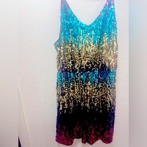 NYE THIS IS A GOURGOUS NEW YEARS OUTFIT !! Sequin MULTI COLOR romper!!